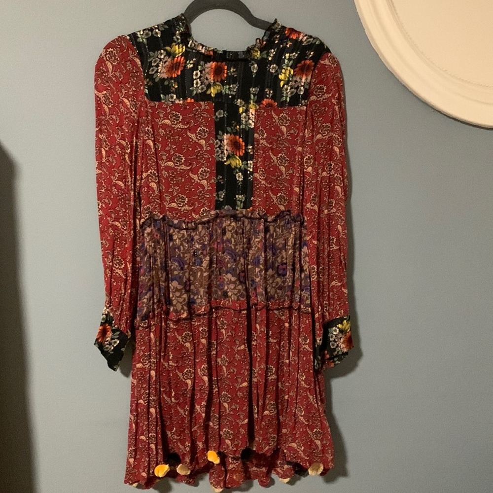 Floral Print Pom-pom dress